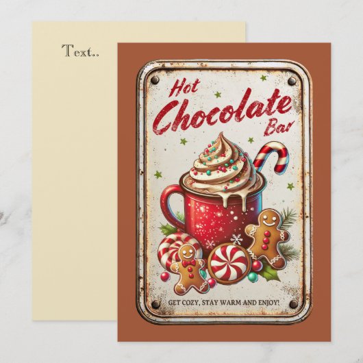 Extreem rustieke warme chocoladereep Cool Christma Feestdagenkaart (Voorkant / Achterkant)