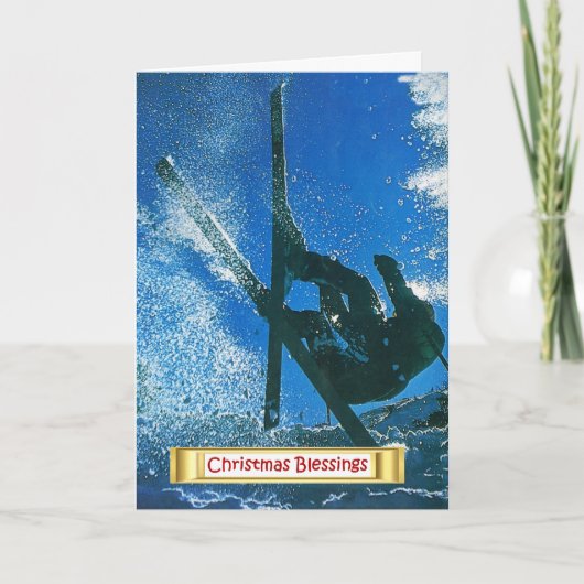 Extreem skiën, kerstmis Blassings Feestdagen Kaart (Voorkant)