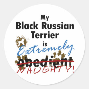 Extreem stoute zwarte Russische Terrier Ronde Sticker