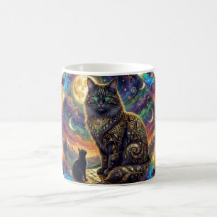 Extrem fantasiebeeld van 2 katten in sci-fi-omgevi koffiemok