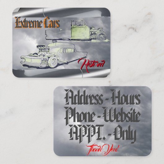 Extreme auto's visitekaartje (Voorkant / Achterkant)