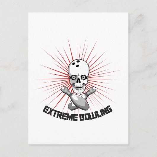 Extreme Bowling Skull & Cross Pins Briefkaart (Voorkant)