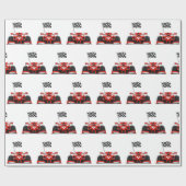 extreme cartoon van raceauto |Kies achtergrondkleu Cadeaupapier (Vlak)