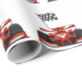 extreme cartoon van raceauto |Kies achtergrondkleu Cadeaupapier (Rol Hoek)