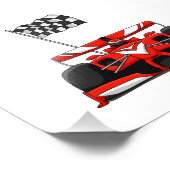 extreme cartoon van raceauto |Kies achtergrondkleu Foto Afdruk (Hoek)