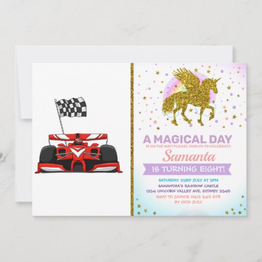 extreme cartoon van raceauto |Kies achtergrondkleu Kaart (Voorkant)