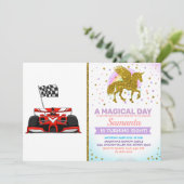 extreme cartoon van raceauto |Kies achtergrondkleu Kaart (Staand voorkant)