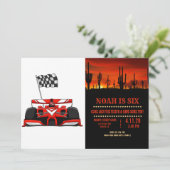 extreme cartoon van raceauto |Kies achtergrondkleu Kaart (Staand voorkant)