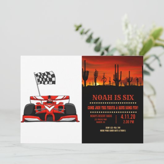 extreme cartoon van raceauto |Kies achtergrondkleu Kaart (Staand voorkant)