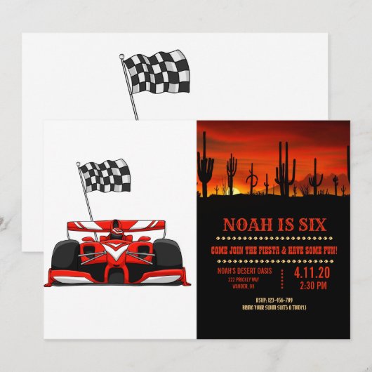 extreme cartoon van raceauto |Kies achtergrondkleu Kaart (Voorkant / Achterkant)