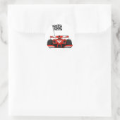 extreme cartoon van raceauto |Kies achtergrondkleu Ronde Sticker (Tas)