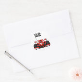 extreme cartoon van raceauto |Kies achtergrondkleu Ronde Sticker (Envelop)