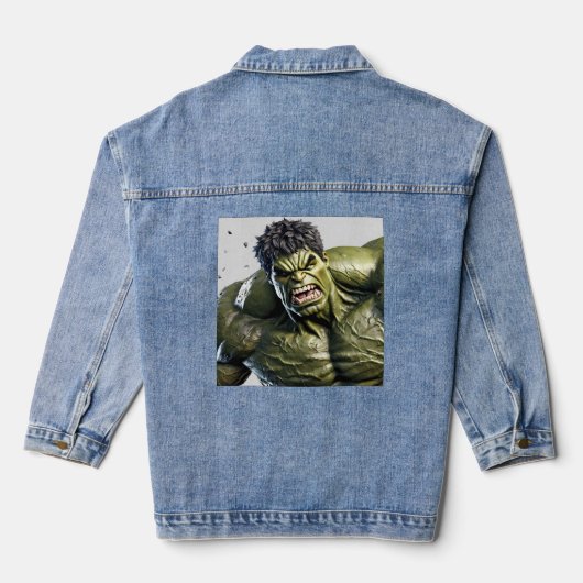 Extreme Close-Up of the Enraged Hulk Denim Jacket (Achterkant)