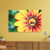 Extreme close-up van een bij die polen verzamelt canvas afdruk (Insitu (Woonkamer))