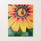 Extreme close-up van een bij die polen verzamelt legpuzzel (Verticaal)