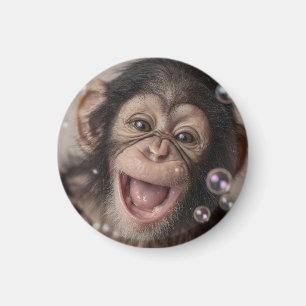 Extreme Close-up van Gelukkig Baby Chimpansee Magneet