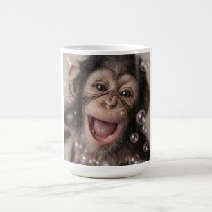 Extreme Close-Up van gelukkige babychimpansee Koffiemok