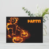Extreme coole Flaming DJ party-uitnodiging. Kaart (Staand voorkant)