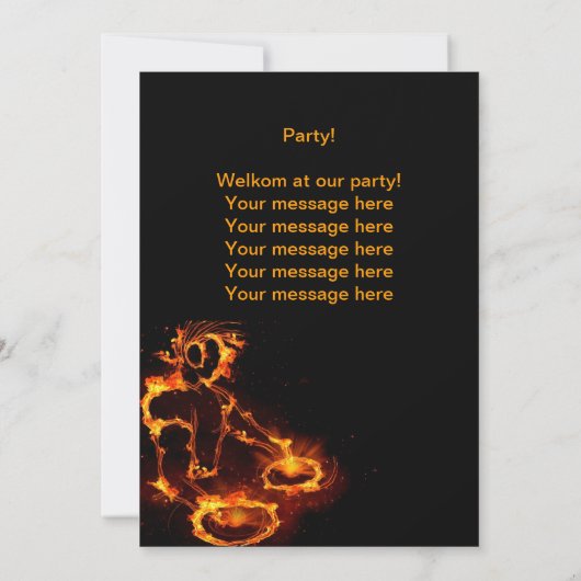 Extreme coole Flaming DJ party-uitnodiging. Kaart (Achterkant)