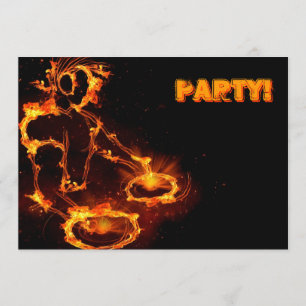 Extreme coole Flaming DJ party-uitnodiging. Kaart