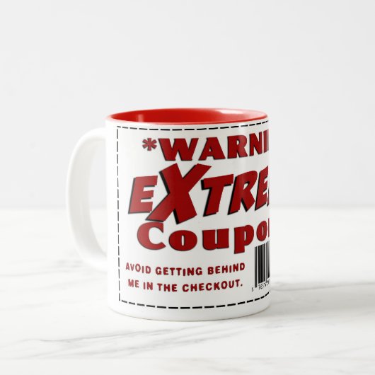 Extreme Couponer Tweekleurige Koffiemok (Voorkant links)