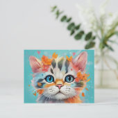 Extreme Cute Watercolor Cat # 1 Briefkaart (Staand voorkant)