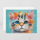 Extreme Cute Watercolor Cat # 1 Briefkaart (Voorkant / Achterkant)