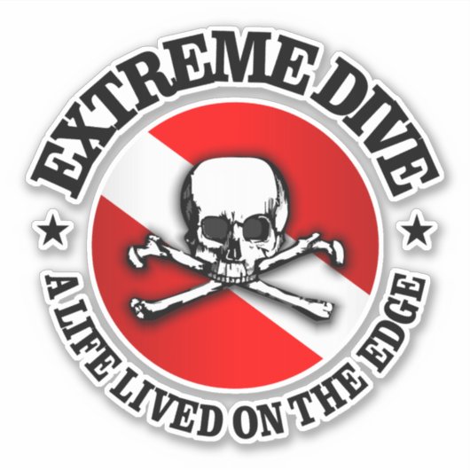 Extreme duik (schedel) sticker (Voorkant)