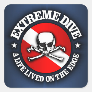 Extreme duik (schedel) vierkante sticker