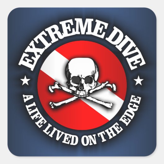 Extreme duik (schedel) vierkante sticker (Voorkant)