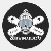 Extreme Freeride Snowboarding Ronde Sticker (Voorkant)