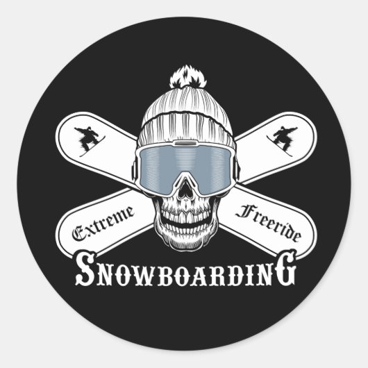 Extreme Freeride Snowboarding Ronde Sticker (Voorkant)