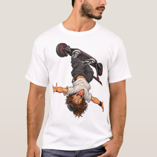 Extreme Freestyle Scooter Trick Cartoon T-shirt