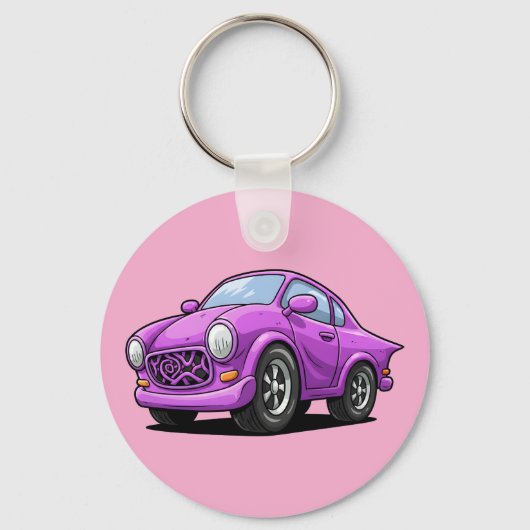 Extreme Gebogen Paarse Auto Kunstwerk Sleutelhanger (Voorkant)