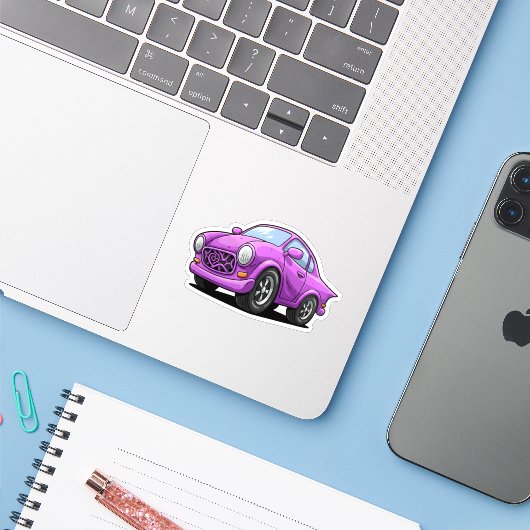 Extreme Gebogen Paarse Auto Kunstwerk Sticker (Laptop met iPhone)