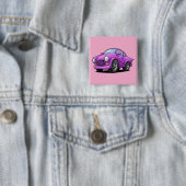 Extreme Gebogen Paarse Auto Kunstwerk Vierkante Button 5,1 Cm (In situ)