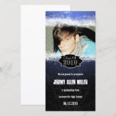 Extreme Grunge Blauwe Zwarte Afstudeer Foto Kaart (Voorkant / Achterkant)