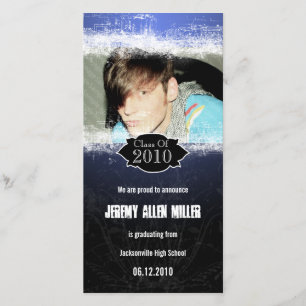 Extreme Grunge Blue Black Afstuderen-fotokaart Aankondiging