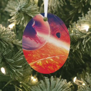 Extreme Heet Luchtballon op Vulkanische Hellevlakt Metalen Ornament