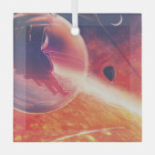 Extreme heteluchtballon op vulkanische helling glas ornament (Voorkant)