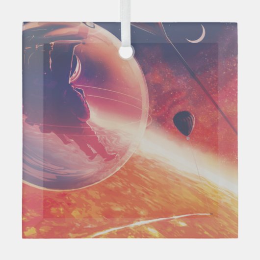 Extreme heteluchtballon op vulkanische helling glas ornament (Voorkant)