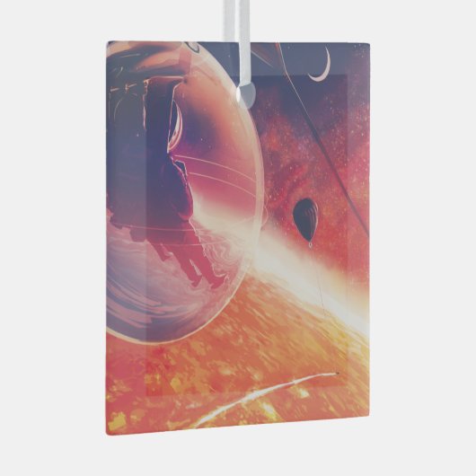 Extreme heteluchtballon op vulkanische helling glas ornament (Voorkant Rechts)