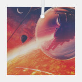 Extreme heteluchtballon op vulkanische helling glas ornament (Achterkant)