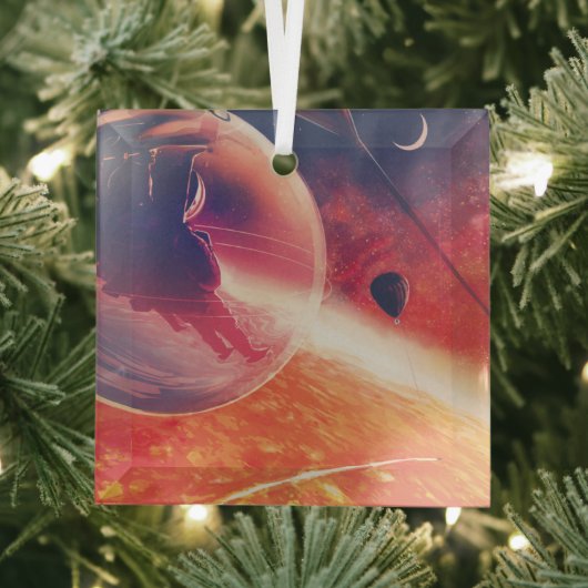 Extreme heteluchtballon op vulkanische helling glas ornament (Insitu)