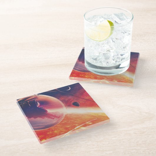 Extreme heteluchtballon op vulkanische helling glazen onderzetter (Schuin)