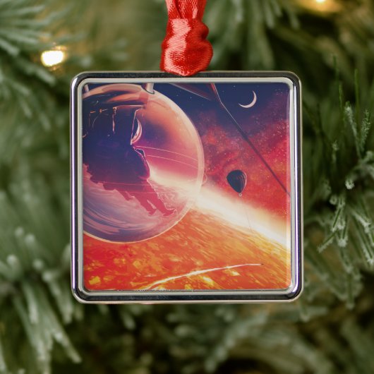 Extreme heteluchtballon op vulkanische helling metalen ornament (Boom)