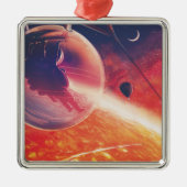 Extreme heteluchtballon op vulkanische helling metalen ornament (Voorkant)