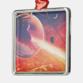 Extreme heteluchtballon op vulkanische helling metalen ornament (Links)