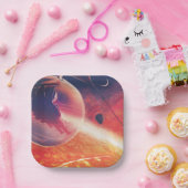 Extreme heteluchtballon op vulkanische helling papieren bordje (Feest)