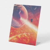 Extreme heteluchtballon op vulkanische helling reclamebord met voetstuk (Voorkant)